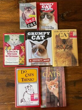 7 Mixed Lot of Red Yellow Cat Books - Grumpy Cat, Bad, Mind of, Poetry of …